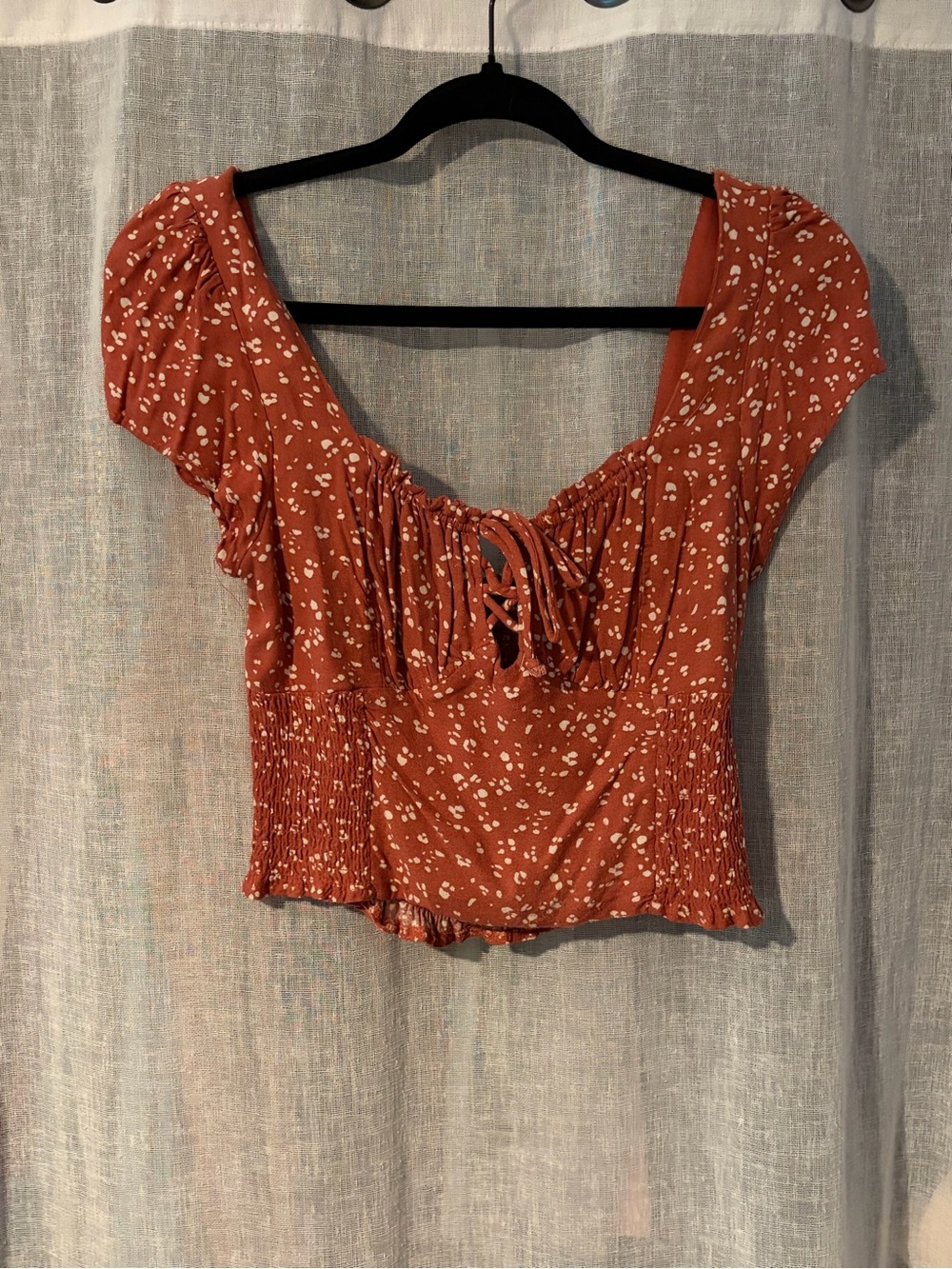 URBAN Romantics Rust Floral Smocked Square-Neck Puff Sleeve Top - Picture 2 of 7